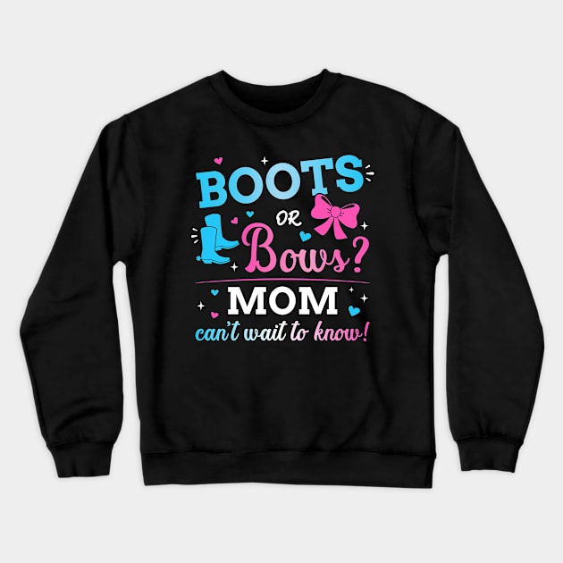 Gender reveal boots or bows mom matching baby party Crewneck Sweatshirt by Designzz